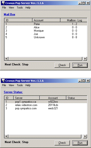 CPOP Mail server Screenshot